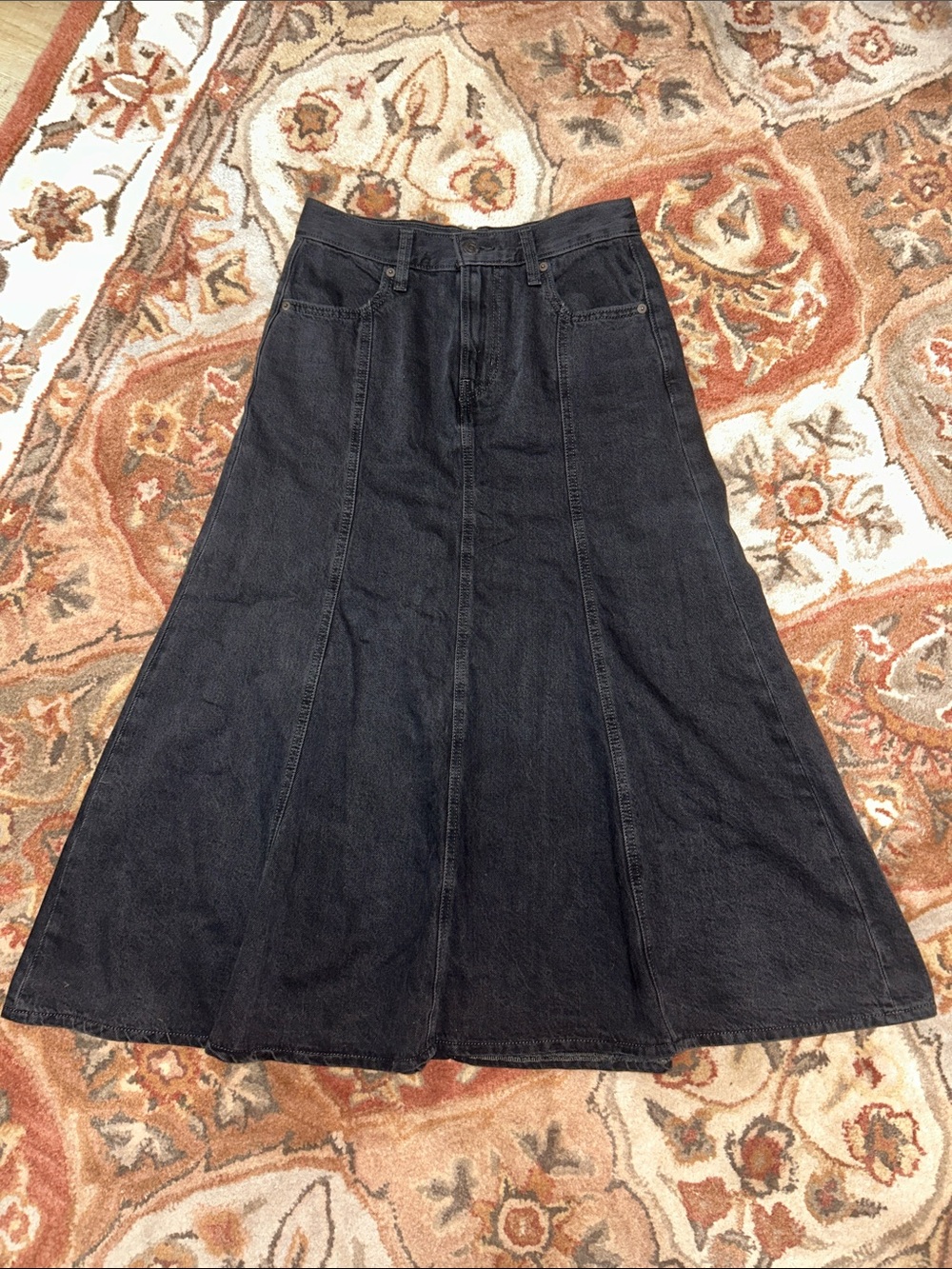 Levi’s Black Denim Flare Maxi Skirt